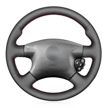 Black PU Faux Leather DIY Car Steering Wheel Cover for Nissan Almera (N16) 2000-2003 X-Trail (T30) 2001-2003 Terrano 2 2001-2002