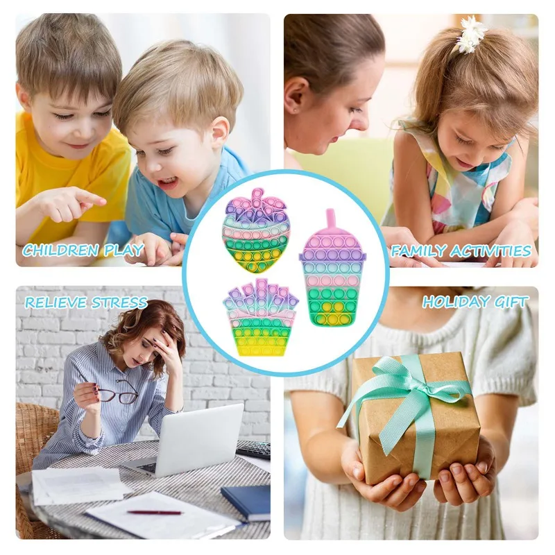 

2Pcs/Set Creative Silicone Bubble Fidget Toys Squeeze Sensory Relieve Stress Anxiety Toys for Autism ADHD Gift for Kids Adults