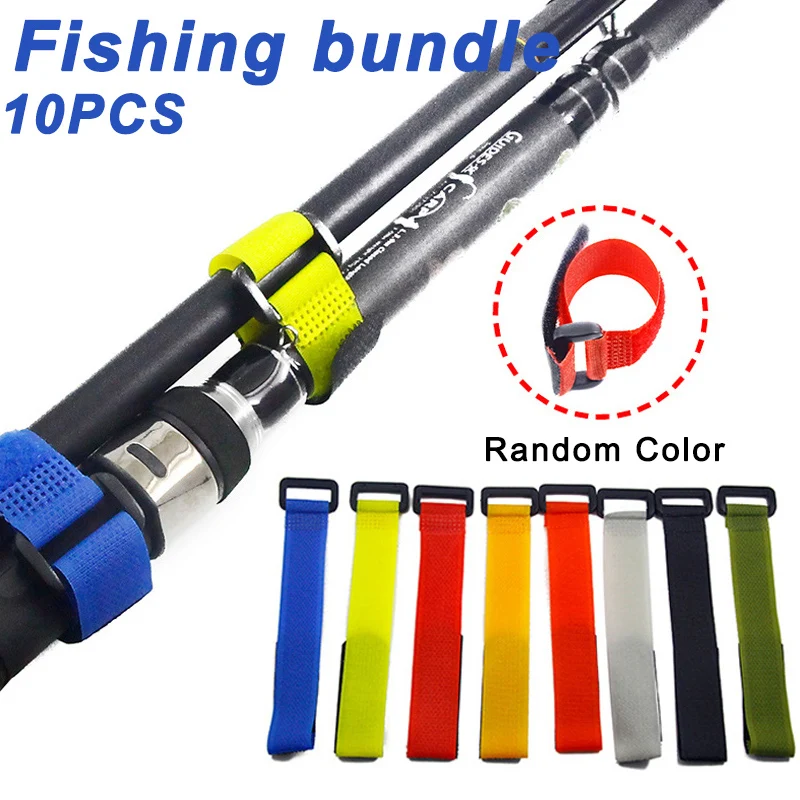 

10 Pcs Fishing Rod Tie Holder Strap Fastener Reusable Adjustable Accessories SM
