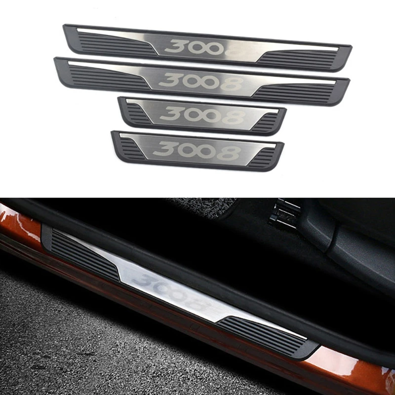 Для Peugeot 3008 3008GT Автомобильная Накладка на порог из нержавеющей стали защитная