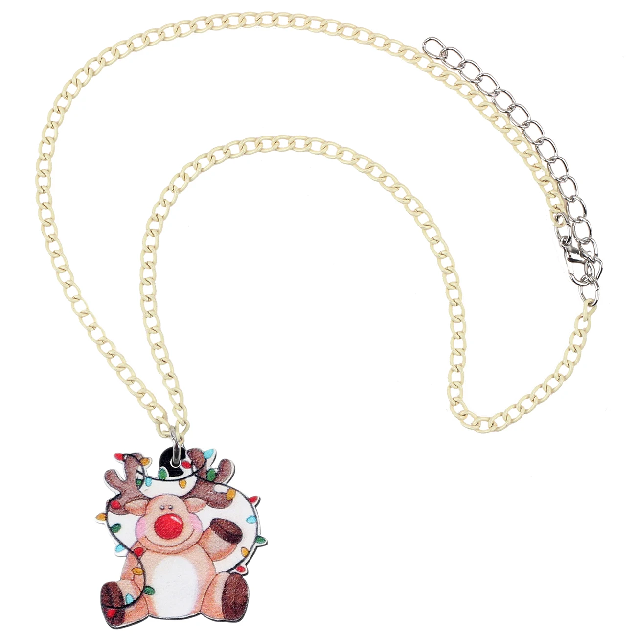 Bonsny акриловые рождественские милые оленьи рога Олень Ожерелье кулон чокер