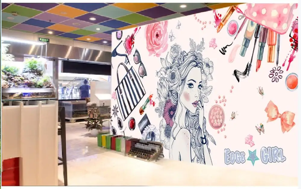 

Пользовательские фото 3d обои красота акварель косметика модный магазин красоты гостиная 3d настенные фрески обои для домашнего декора