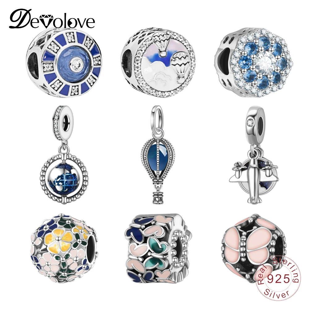 DEVOLOVE подлинный 925 пробы серебряный шарм для путешествий воздушный шар шарик
