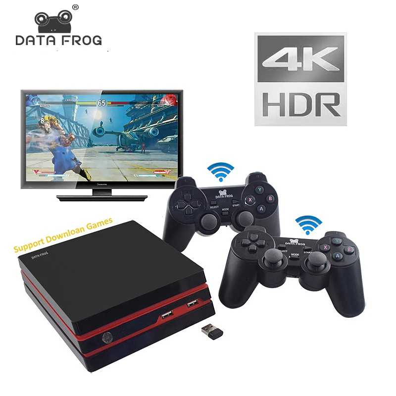 Данных лягушка видео Игровая приставка 4K HDMI Выход Ретро 600 классический 64 бит Семья видеоигры 2,4G Беспроводной двойной геймпад консоли