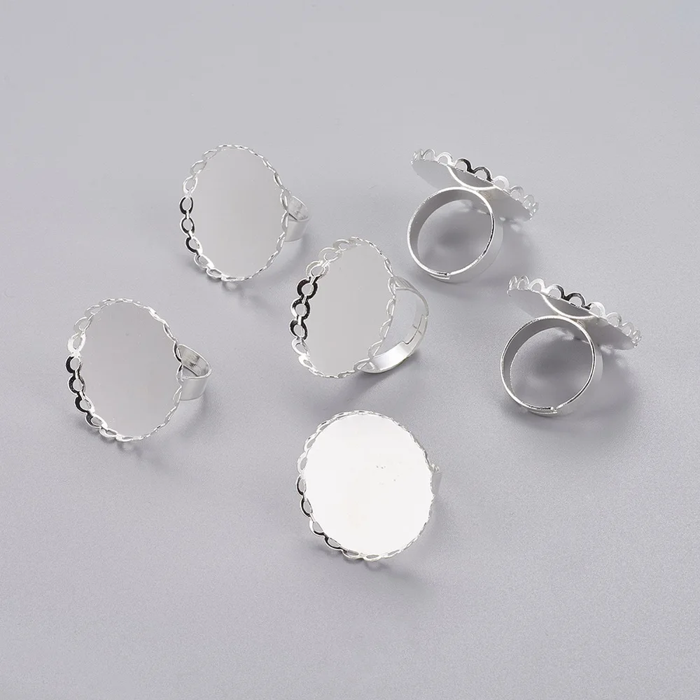 Регулируемые латунные кольца с круглыми кабошонами 100 шт. для ювелирных изделий