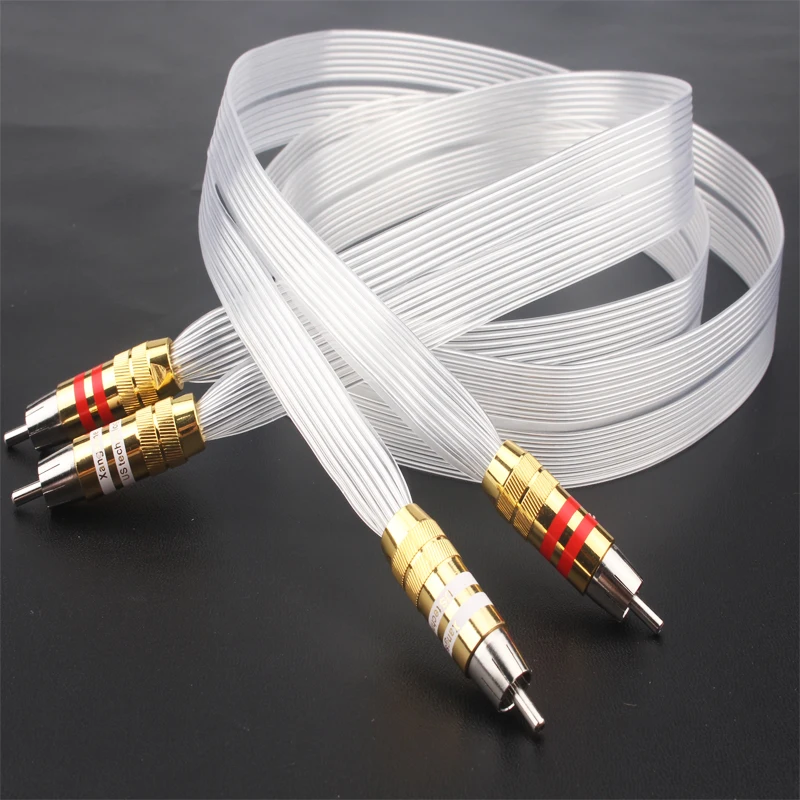 

Pair Nordost 99.9999% OFC Silver Plated Flat RCA Interconnect Cable with RCA to RCA Audio Line