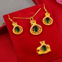 japan and south korea fashion morning glory jewelry sets 24k gold ear hook wholesale 24k gold earrings pendant rings