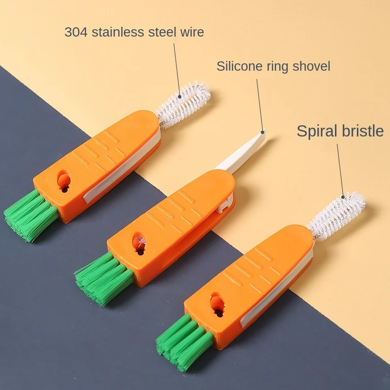 

Three in one thermos cup cover brush multifunctional groove cleaning brush cup cover gap cleaning brush milk bottle cleaning