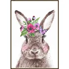 Алмазная 5d картина с животными, Круглый Набор для вышивки сделай сам с кроликом, цветком, украшение для дома, мозаика
