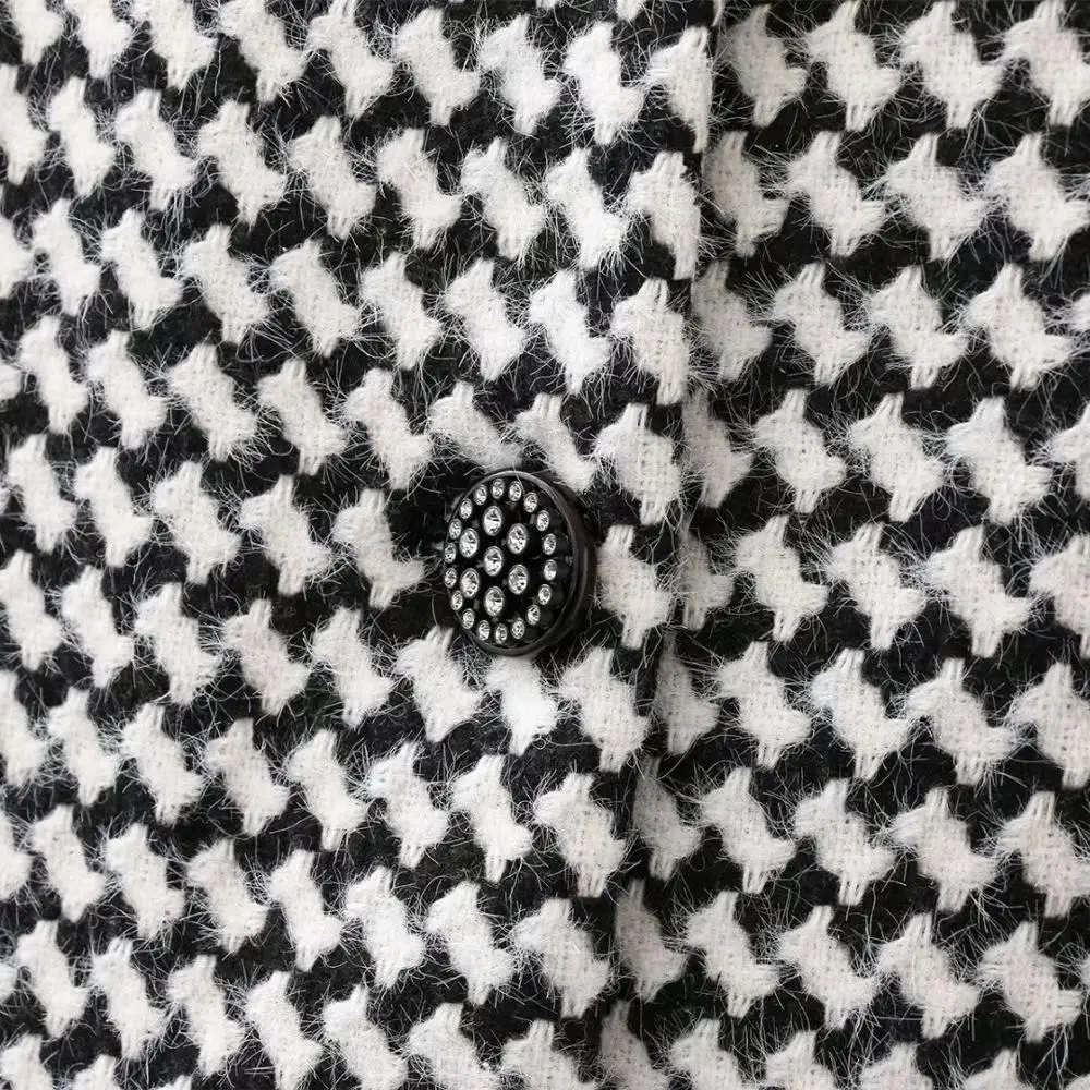 

Plus size GEOMETRIC patchwork pockets women loose Wide-waisted trench wool coat 2021 new winter casual ladies coats female