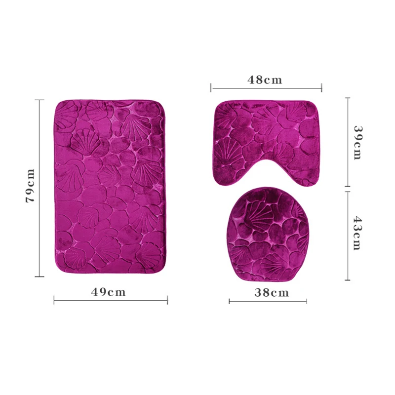 Carpet 3pcs Rug Mat Non Slip Drying Bath Set Quick Super Bathroom Soft U-Shaped Pedestal Toilet And Seat Cover | Дом и сад