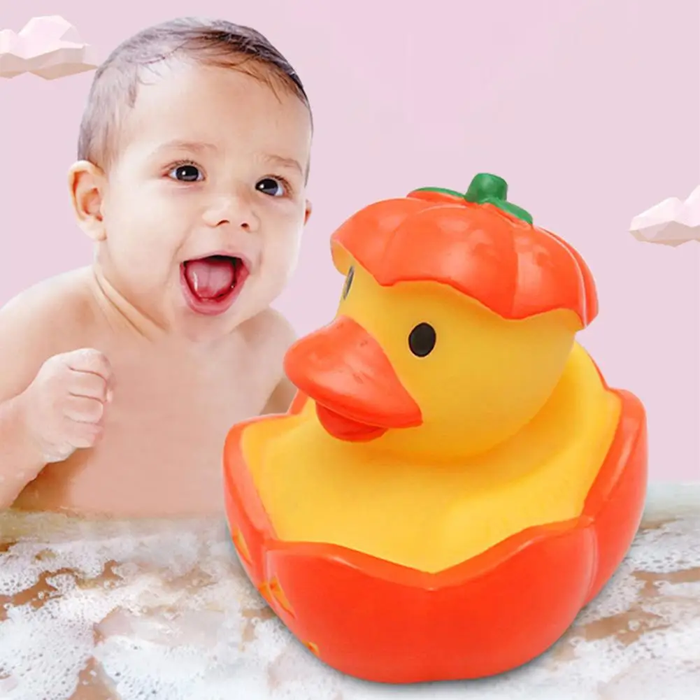 

Halloween Pumpkin Rubber Duck Yellow Floating Bath Toy for Kids