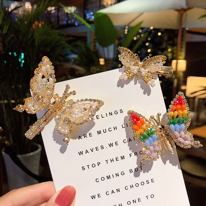 VIKAR Новые Роскошные блестящие заколки для волос с жемчугом и бабочкой головные