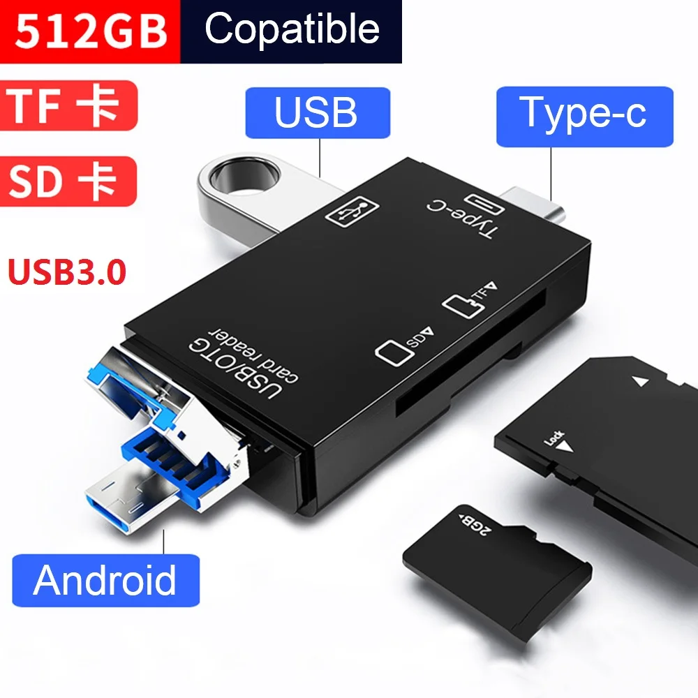 Многоцелевой кардридер Usb TYPE C Micro USB адаптер для карт памяти SD TF Type OTG|Переходники и