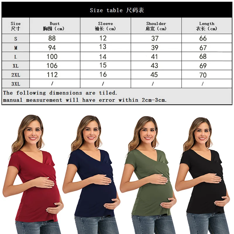 

Women Nursing Shirt V-Neck Short Sleeve Maternity Tee Breastfeeding Tops Ladies T-Shirt Loose Pregnancy Casual Clothes T Shirt