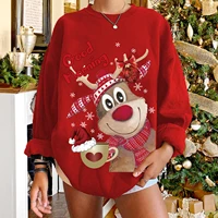 2021new autumn christmas cartoons print women sweaters long sleeve round neck causal pullovers fashion homesuit pull femme