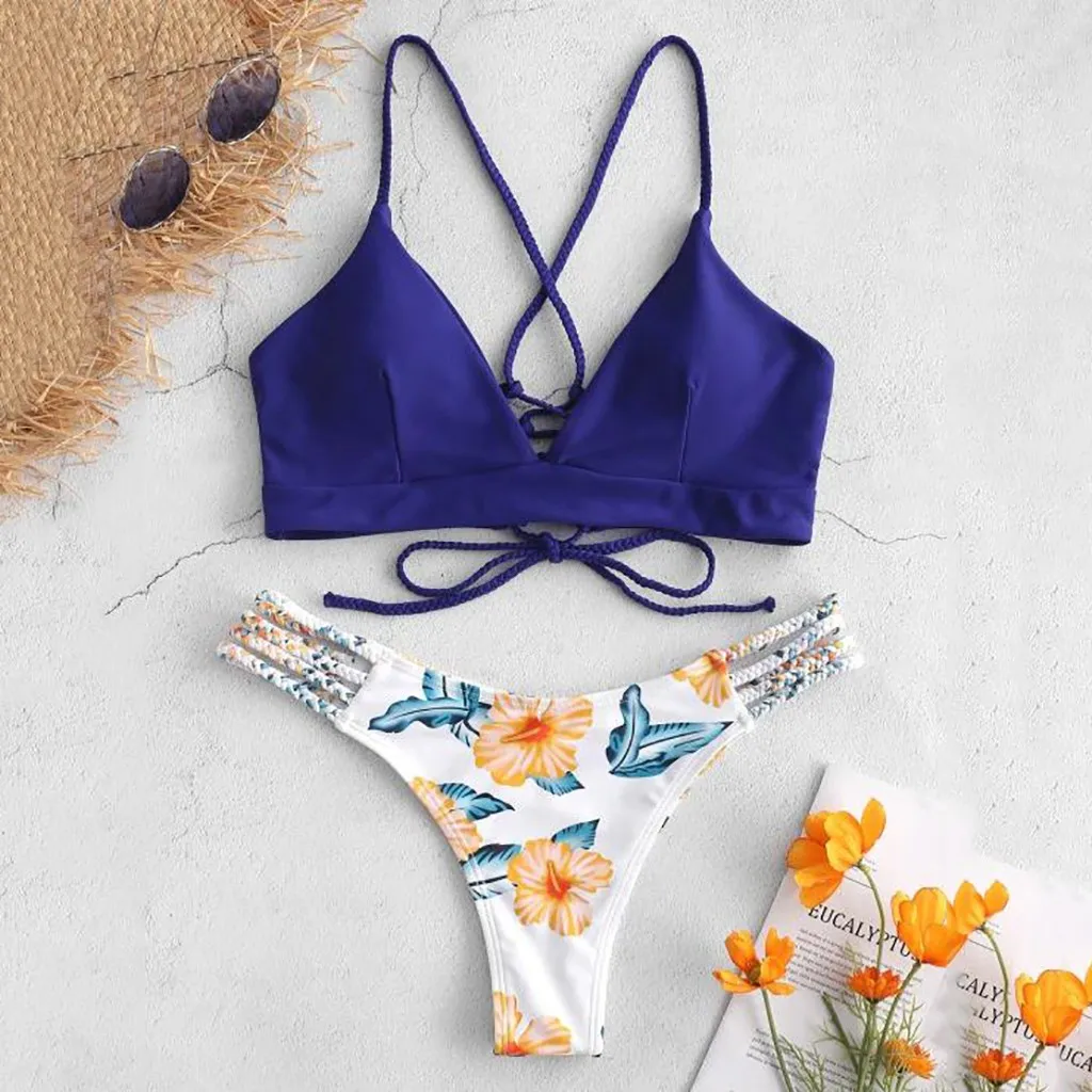 

Bikini 2020 Solid Swimsuit Women Swimwear Push Up Bikini Set Patchwork Biquini Brazilian Summer Beach Bathing Suit Swim Wear