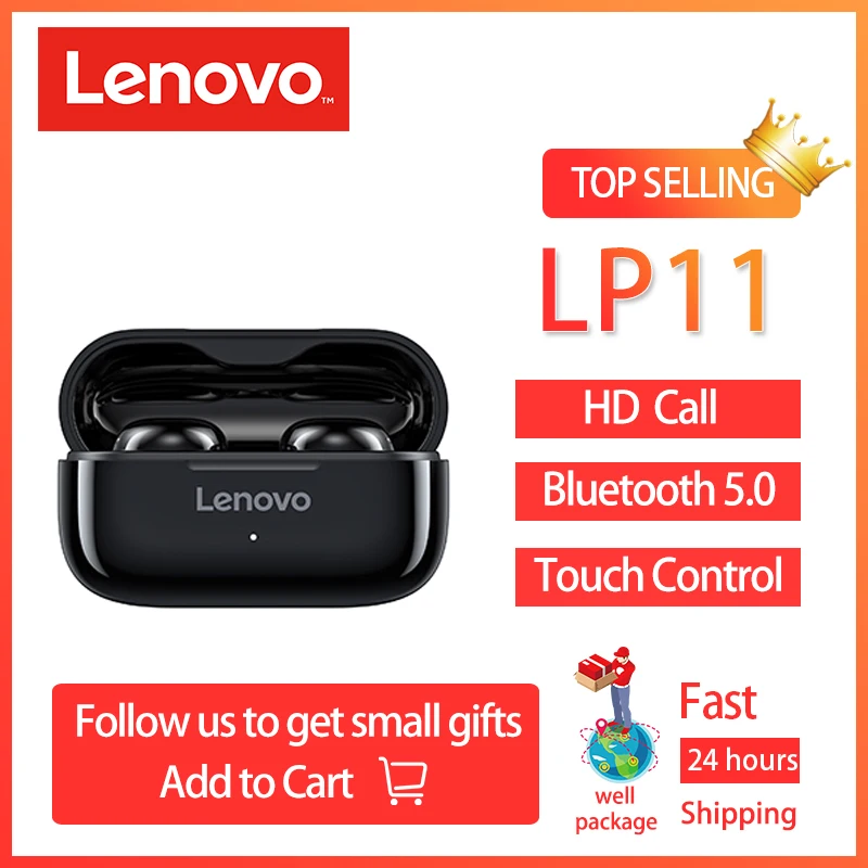 

Lenovo LP11 Mini TWS Bluetooth 5.0 Earphones Wireless Headphones Stereo Sports IPX4 Waterproof Sports Headset With Microphone