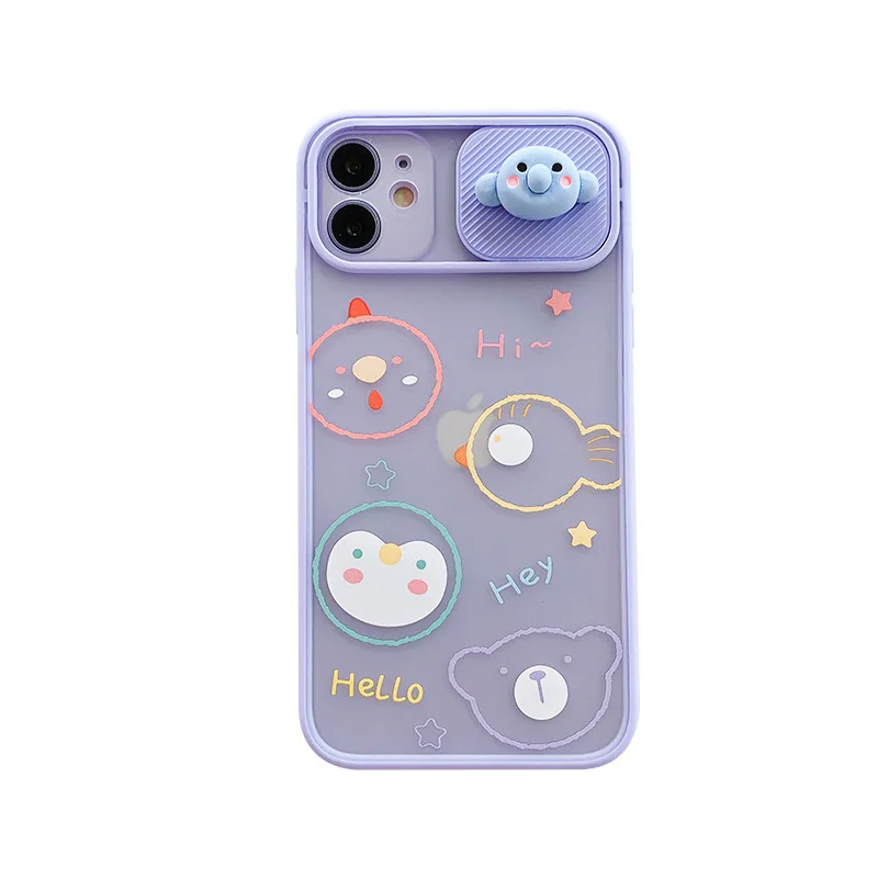 

Creative Cartoon Push Window Three-dimensional Animal Phone Case Frosted For iPhone 12 11 Pro Max X XS XR 7 8 Plus iPhone Case