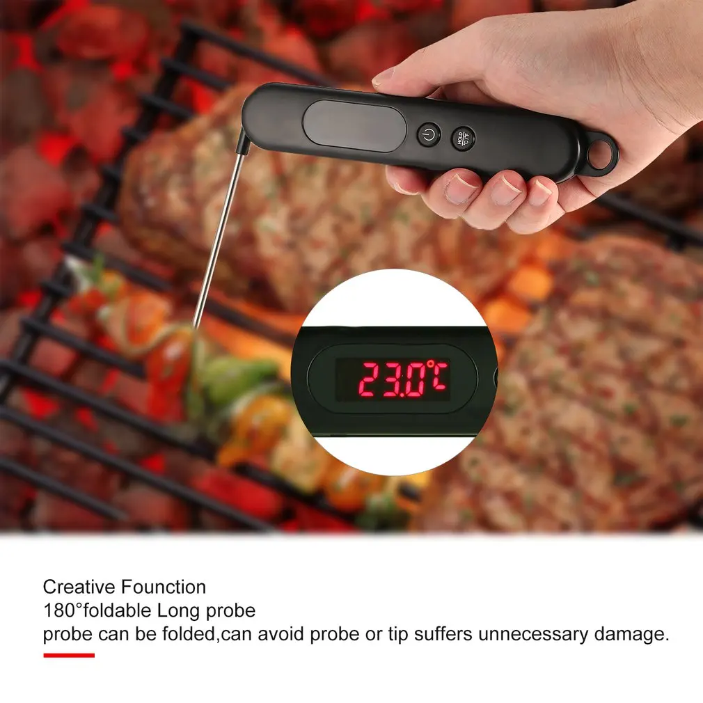 Высококачественный светодиодный складной длинный зондовый пищевой термометр