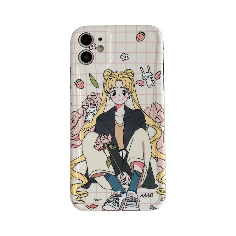 

Japanese girls Sailor Moon fun Phone Case For iPhone 11 Pro Max case Cute soft cover for iPhone XS XR X 7 8 Plus 7Plus SE Case