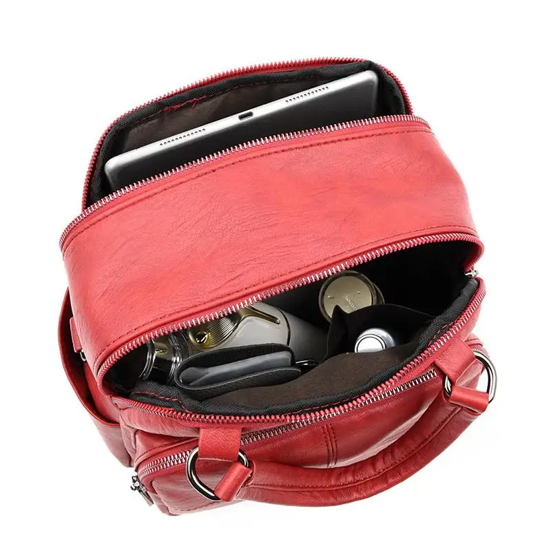 

Multifunction Women Backpack School Bags For Girls Travel Bag Female Leather Shoulder Bags For Women Vintage Backpack Mochilas