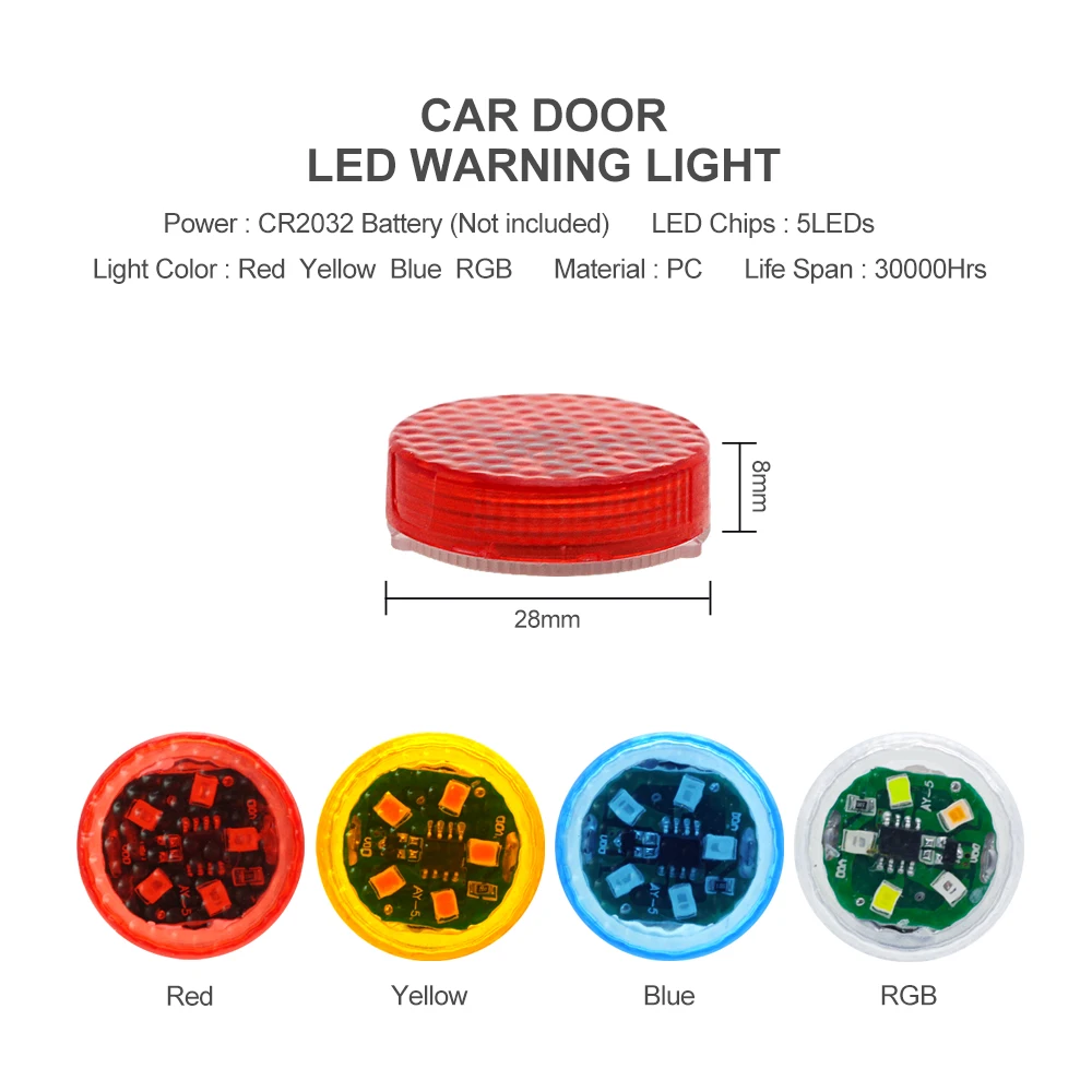 

4pc Car Door Opening Warning Lights Wireless Magnetic Induction Strobe Flashing Anti Rear-end Collision Safety Lamps Accessories