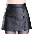 Женские весенние юбки выше колена из искусственной кожи, лидер продаж, Женская Осенняя черная кожаная юбка, женские зимние свободные кожаные шорты на пуговицах