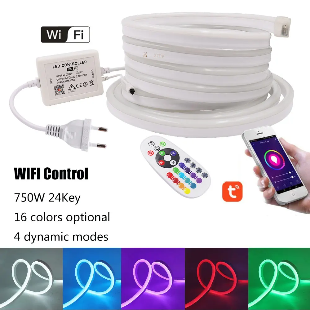 Цветная (RGB) неоновые полосы светильник WI-FI Bluetooth Управление гибкий неоновый