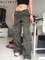 weekeep streetwear women baggy denim jeans vintage high waist pockets grunge casual pants harajuku 90s joggers fairycore clothes