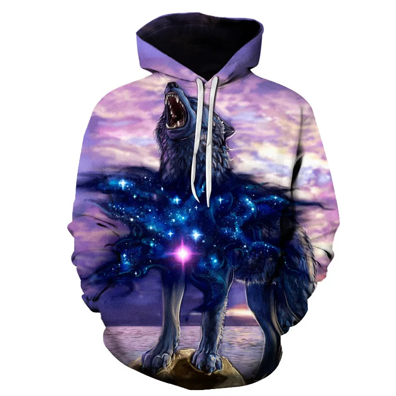 

2022 New Fashion Men/women 3d Sweatshirts Print Double Wolf Hoody Hooded Hoodies Tracksuits Tops