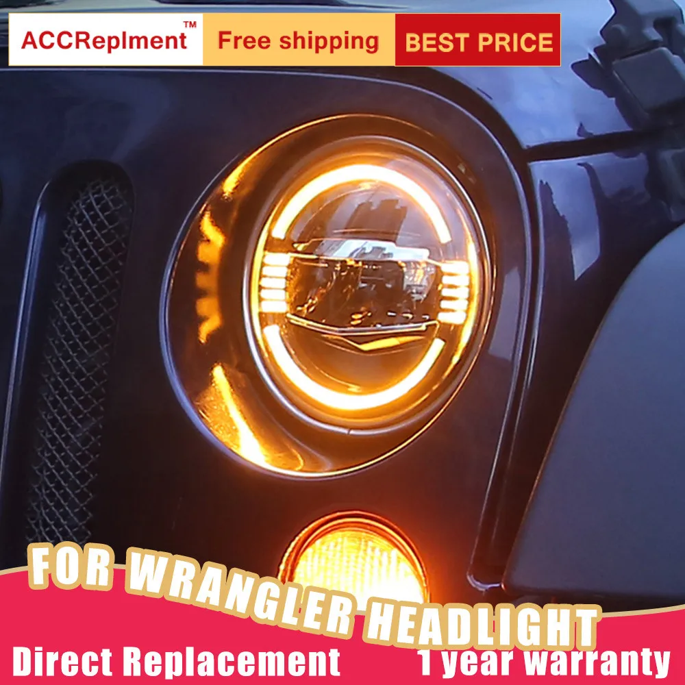 2Pcs LED Headlights For Jeep Wrangler 2007-2017 led car lights Angel eyes xenon HID KIT Fog Daytime Running Lights | Автомобили и
