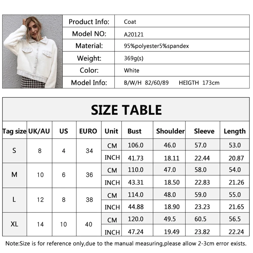 

Autumn Winter Women Elegant Long Sleeve Lapel Short Coat Audrey Hepburn Style Long Sleeve Single-Breasted White Jackets