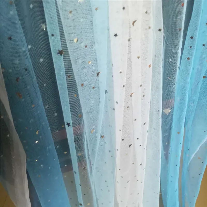 1 м радужной градиентной расцветки Два вида С изображением луны и звезд тюль