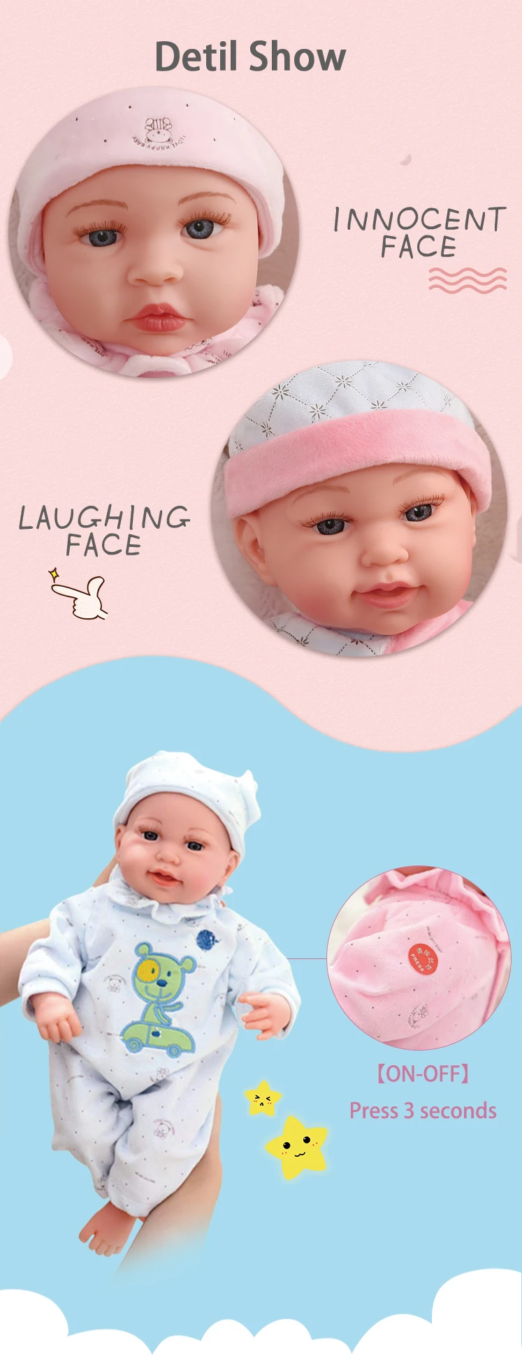 45 см ITOUCH функциональные детские куклы, говорящие на папе, маме, смеющиеся плачущие, силиконовые Реборн, Супер реалистичные для малышей, Boneca, подарок игрушки для девочек кукла реборн