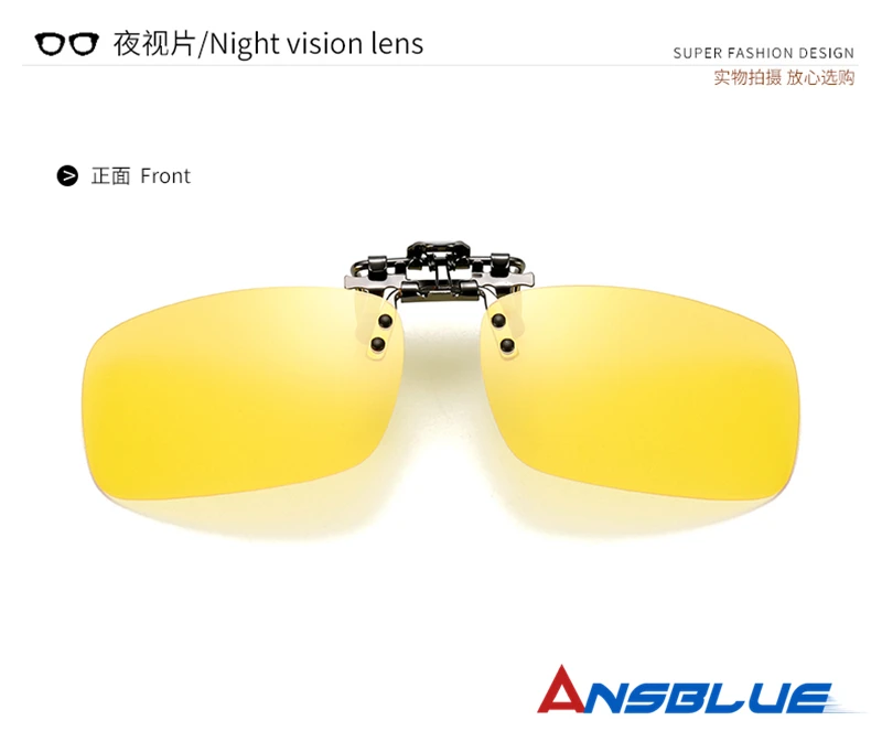 ANSBLUE Polarized Sun Glasses Clip On Sunglasses Driving Night Vision Lenses Plastic Case Anti-UVA400 Shades For Women Men Resin