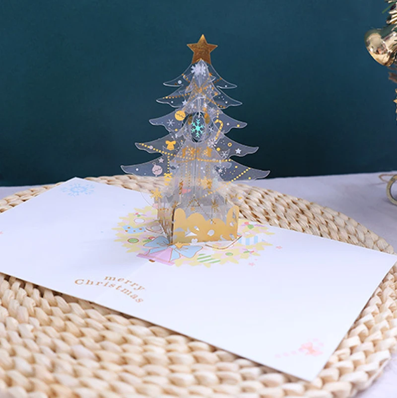 3D пустотелая резьба ПВХ Хрустальная Рождественская елка всплывающие бумажные