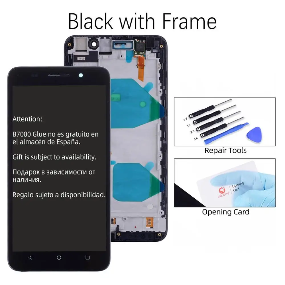 Дисплей для HUAWEI Honor 4X LCD в сборе с тачскрином на рамке 5.5'' черный белый золото - Цвет: Black With Frame