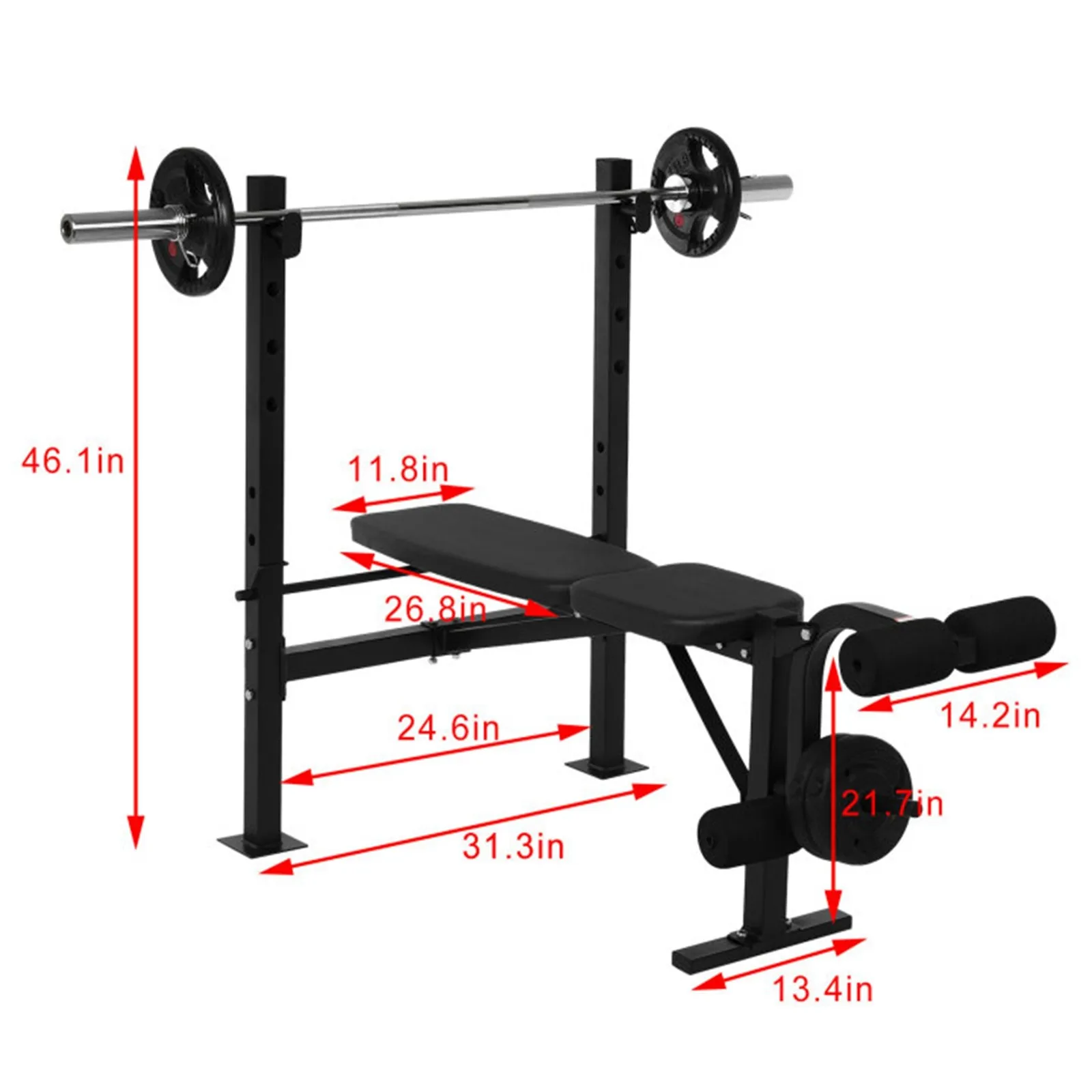 

Steel Weight Bench Heavy Duty Height Adjustable Weightlifting Bench with Squat Rack for Home Gym Full Body Workout Exercise