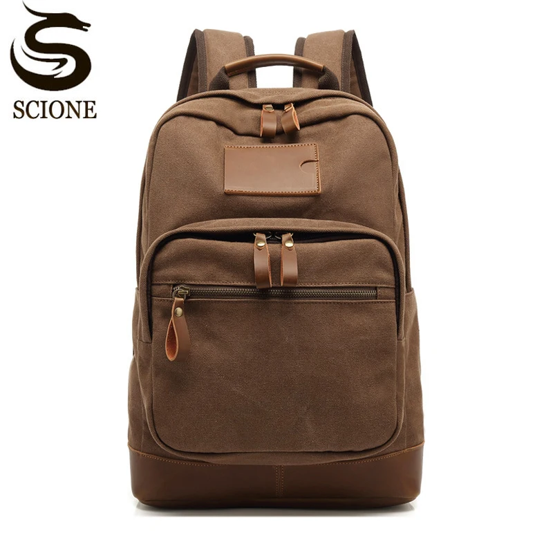 

Men's Outdoor Shoulder Backpack Vintage Canvas Student Bag Large Capacity Waterproof Travel Climbing Backpack pюкзак mужскXA850M