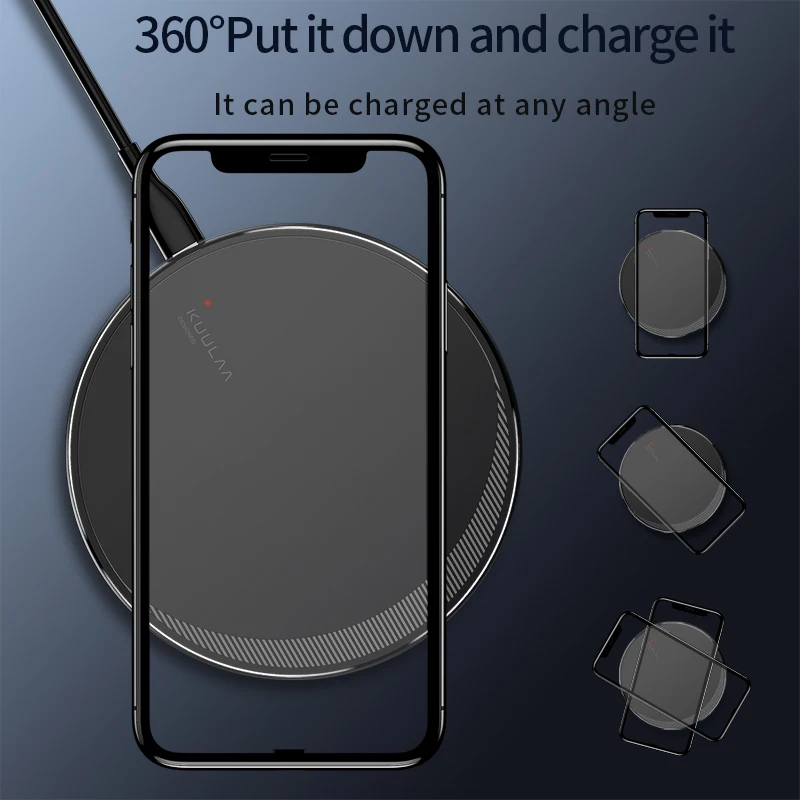 kuulaa qi wireless charger for iphone 13 12 11 pro 8 x xr xsmax 10w fast wireless charging for samsung s10 s9 s8 usb charger pad free global shipping