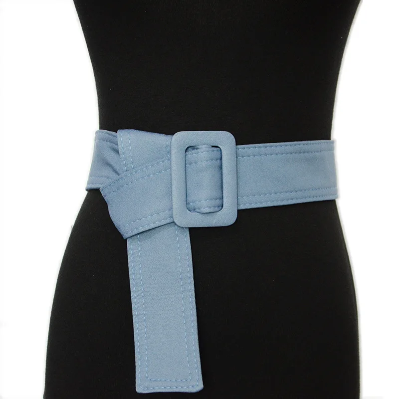 

Women Belt 2021 Canvas Belts For Women Fashion Wide Waist Bowknot Tie Waistband Seal Commuter Female Blue Cummerbunds Canvas