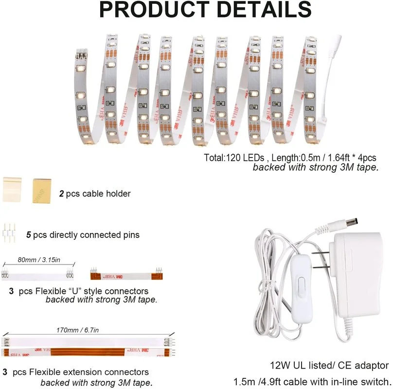 Новая светодиодная ленсветильник для освещения под шкафом комплект гибкая