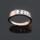 Женское белое круглое кольцо с узором, розовое золото 585 пробы, 1 шт.