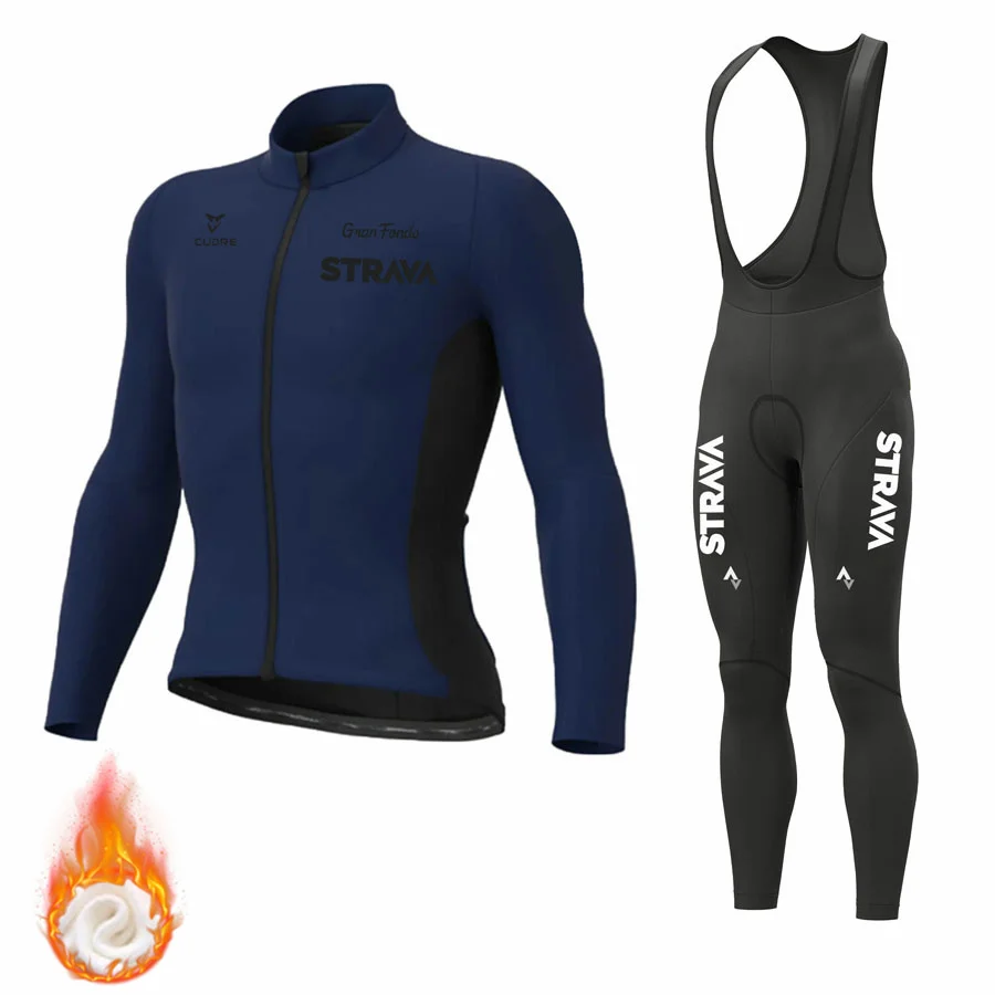 

STRAVA Winter Thermal Fleece 2022 Cycling Jersey Set Racing Bike Cycling Suit Mountian Bicycle Cycling Clothing Ropa Ciclismo