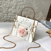 2021 court style ladies party hand bags fancy embossed flower jewelry hot selling bags causal new girls ladies purse handbags