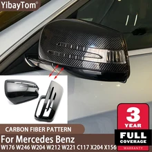 2pcs Replacement Carbon Fiber Pattern Rearview side Mirror cover caps For Mercedes Benz W176 W246 W204 W212 W221 C117 X204 X156