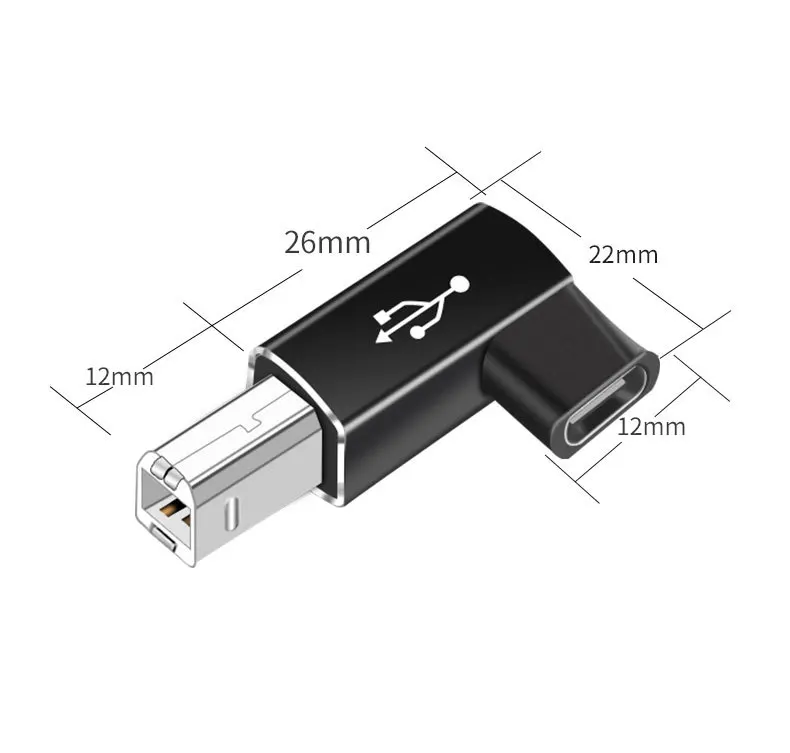 Адаптер USB C мама-USB B папа для ЦАП принтера MIDI клавиатуры электрических пианино
