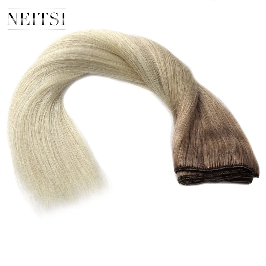 Neitsi прямые сложенные пополам волосы Remy человеческие волосы плетение для наращивания Balayage 2" 50 см 100 г/шт. Омбре прядь натуральных волос пучки - Цвет: T-Gery-18-60