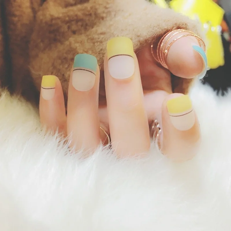 New Small Fresh Fake Nails Finished Hand Frosted Matte Patch DIY Nail Salon Tools 24pcs/box | Красота и здоровье